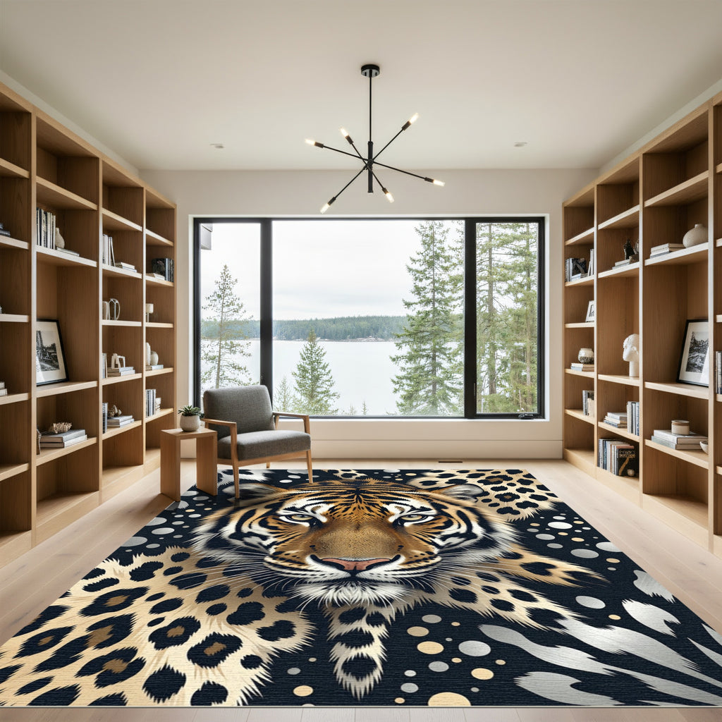 Majestic Tiger Face Leopard Spot Fusion Rug