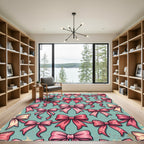 Vintage Pink Bow Ribbon Garland Rug