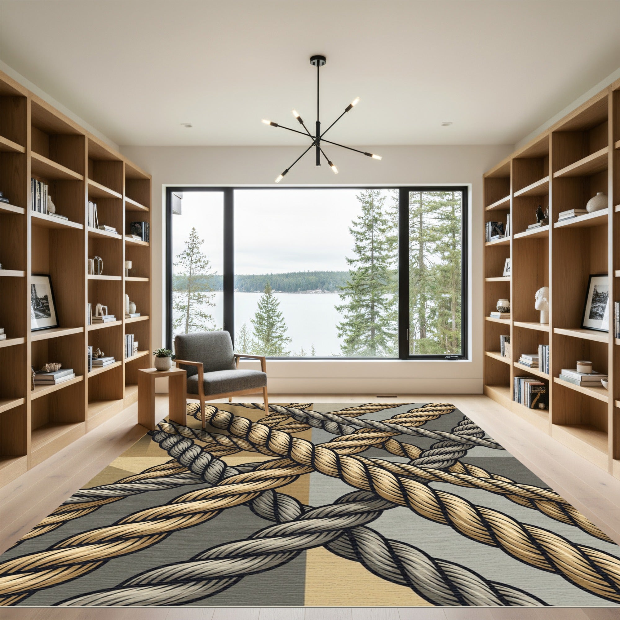 Intertwined Rope Geometric Composition Rug