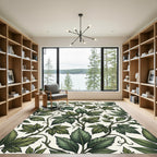 Deep Green Leaf Vine Composition Rug