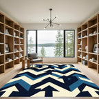 Navy and Cream Chevron Arrow Geometric Rug