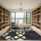 Gothic Black Chain Fleur-de-lis Grid Rug