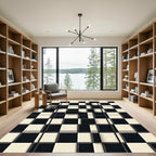 Modern Black and White 3D Grid Rug