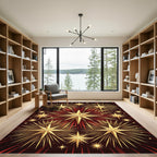 Radiant Golden Starburst Red Celestial Rug