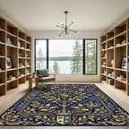Royal Navy Gold Ornamental Crown Tapestry Rug