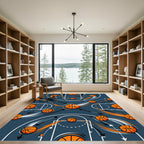 Dynamic Basketball Court Action Play Graphic Rug