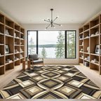 Tonal Geometric Diamond Circles Rug