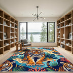 Vibrant Tiger Tropical Beach Scene Rug