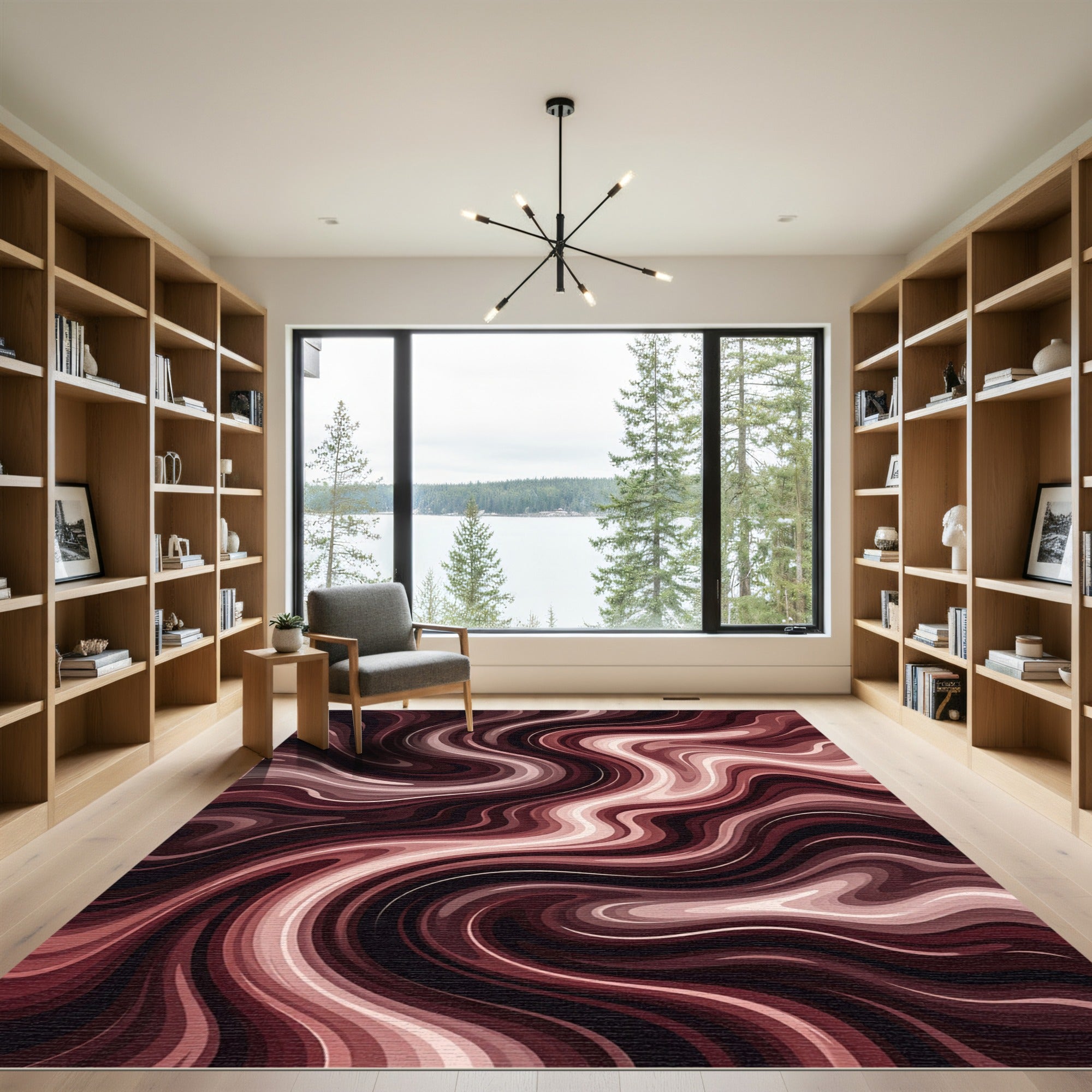 Abstract Chocolate Swirl Fluid Art Rug