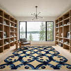 Indigo Splatter Ikat medallion Rug