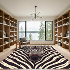 Zebra Stripe Portrait Black And Beige Rug