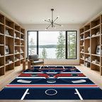 Geometric Blue Red Hockey Stick Rug