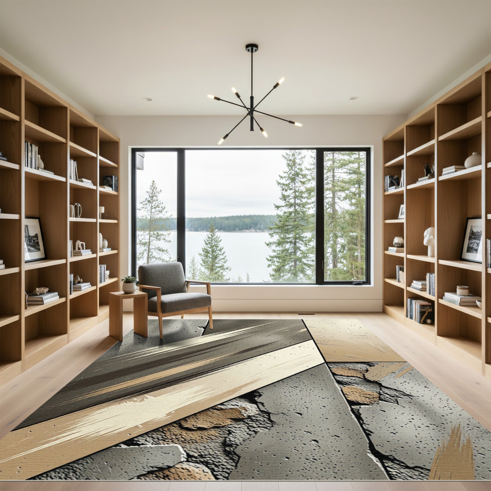 Concrete Strokes Abstract Rug