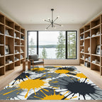 Bold Yellow Splatter Abstract Art Rug