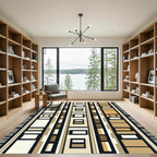 Warm Neutral Earthy Geometric Stripe Rug