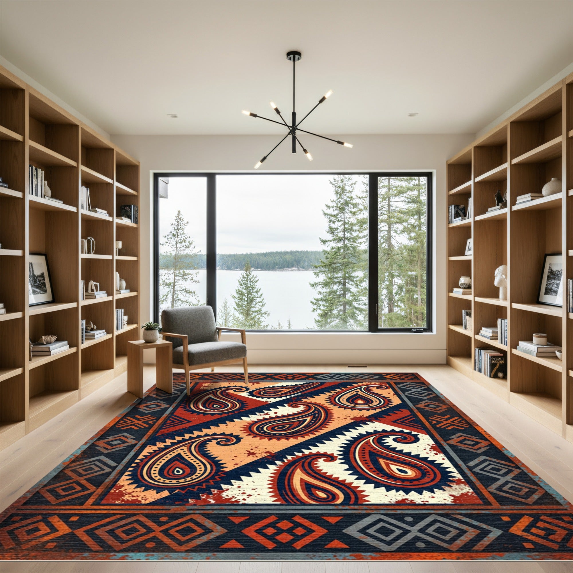 Vibrant Paisley Tribal Diamond Rug