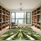 Retro Olive Green Radiant Starburst Rug