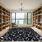 Black White Atomic Particles Network Rug