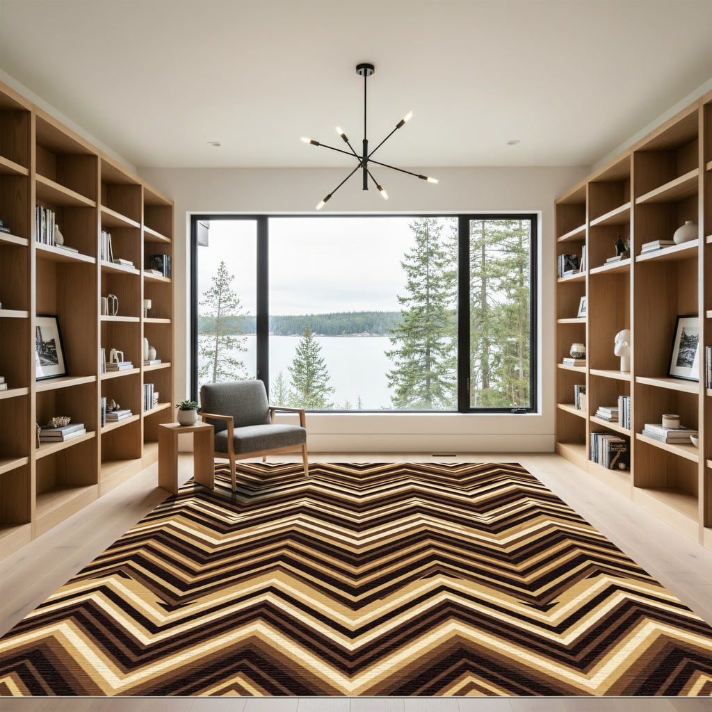 Modern Earthy Chevron Zigzag Area Rug