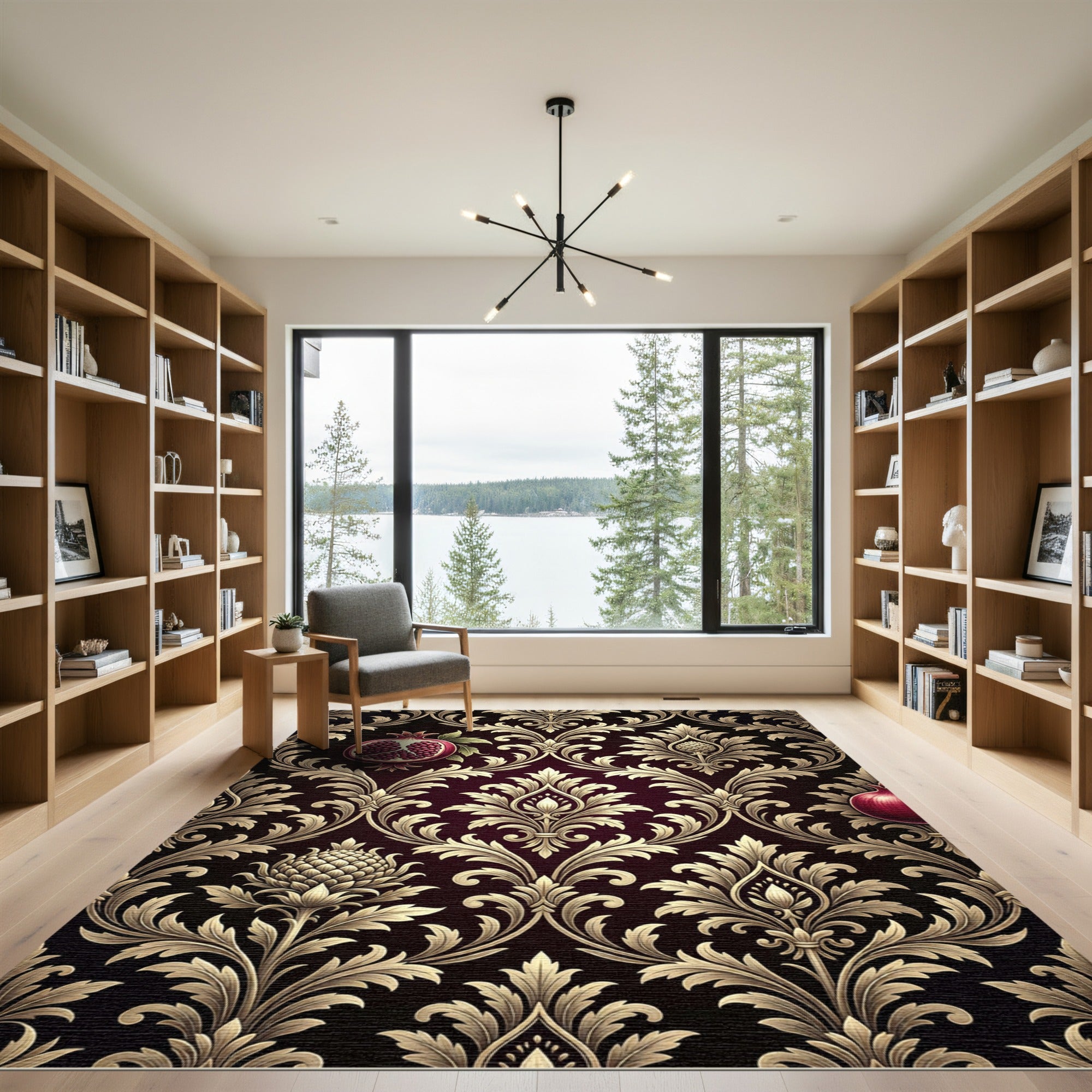 Damask Pomegranate Artichoke Deep Burgundy Rug