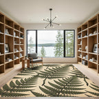 Vintage Forest Fern Botanical Illustration Rug