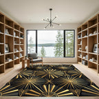 Black Gold Art Deco Sunburst Rug