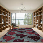 Dark Crimson Tattered Heart Collage Rug