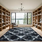 Frozen Winter Diamond Snowflake Lattice Rug