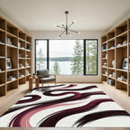 Minimalist Merlot Abstract Fluid Wave Rug
