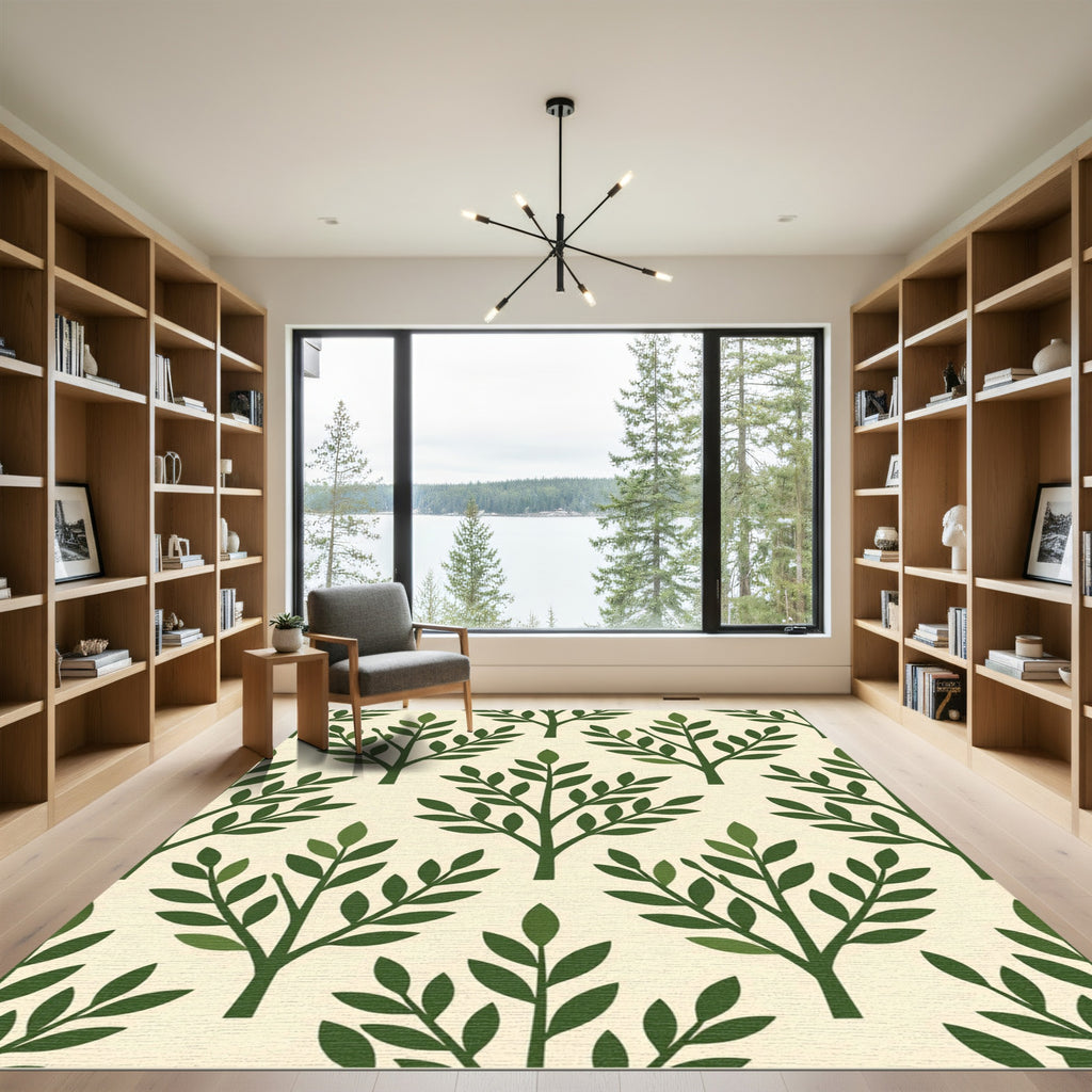 Green Branch Folk Art Rug