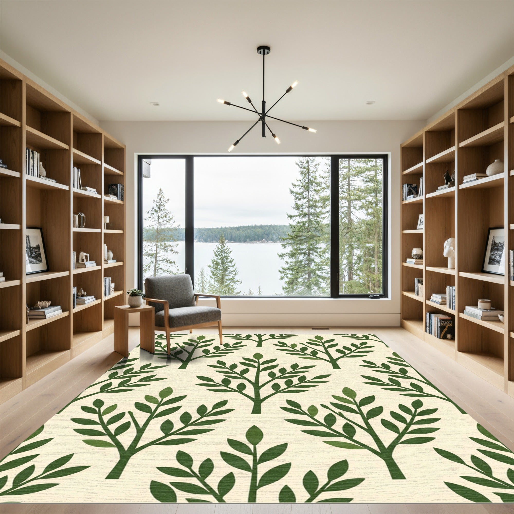 Green Branch Folk Art Rug