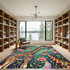 Whimsical Giraffe Floral Rainbow Art Rug
