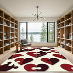 Deep Crimson Linked Heart Puzzle Rug