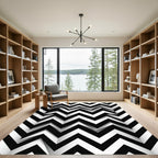 Monochrome Zigzag Geometric Optical Illusion Rug