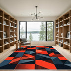 Bold Geometric Orange and Charcoal Rug