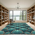 Oceanic Teal Scallop Wave Rug