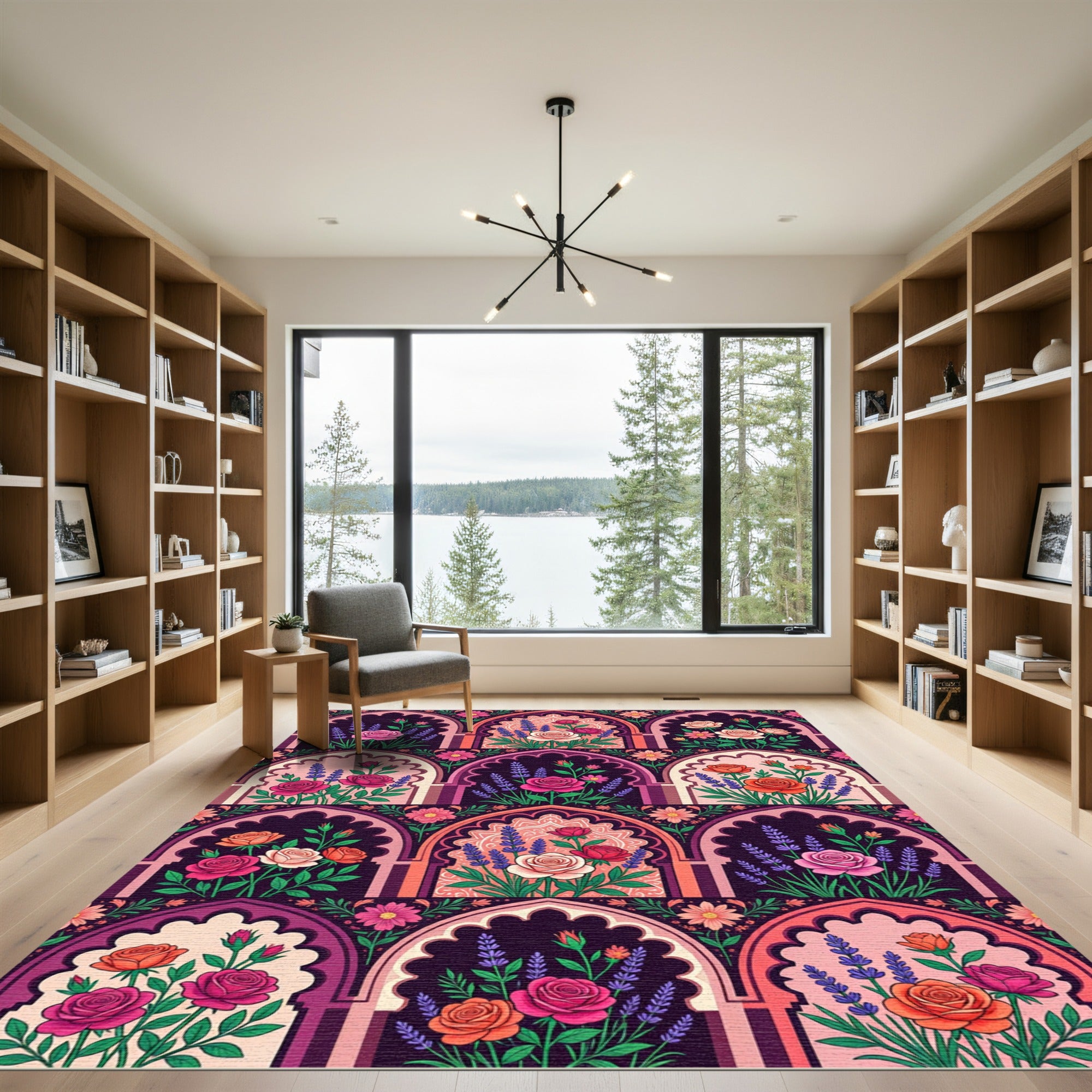 Archival Floral Lavender Rose Garden Rug
