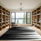Minimalist Black and White Streaked Motion Rug