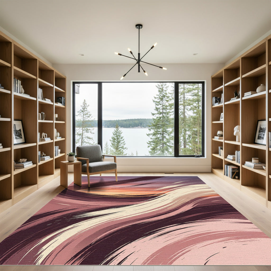 Ethereal Sunset Swirl Abstract Flow Rug