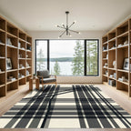 Modern Minimalist Black and White Plaid Rug