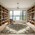 Vintage Ornate Damask Scroll Accent Rug