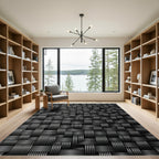 Monochromatic Charcoal Ribbed Woven Weave Rug