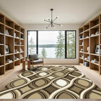 Modern Earthy Brown Intersecting Wave Texture Rug