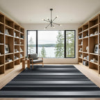 Minimalist Metallic Silver Linear Striped Rug