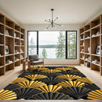 Art Deco Golden Fan Shell Wallpaper Rug