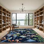 Chinoiserie Pavilion Wisteria Blue Garden Rug