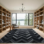 Charcoal Gray Layered Chevron Rug