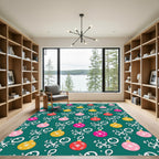 Whimsical Christmas Ornaments Festive Repeat Rug