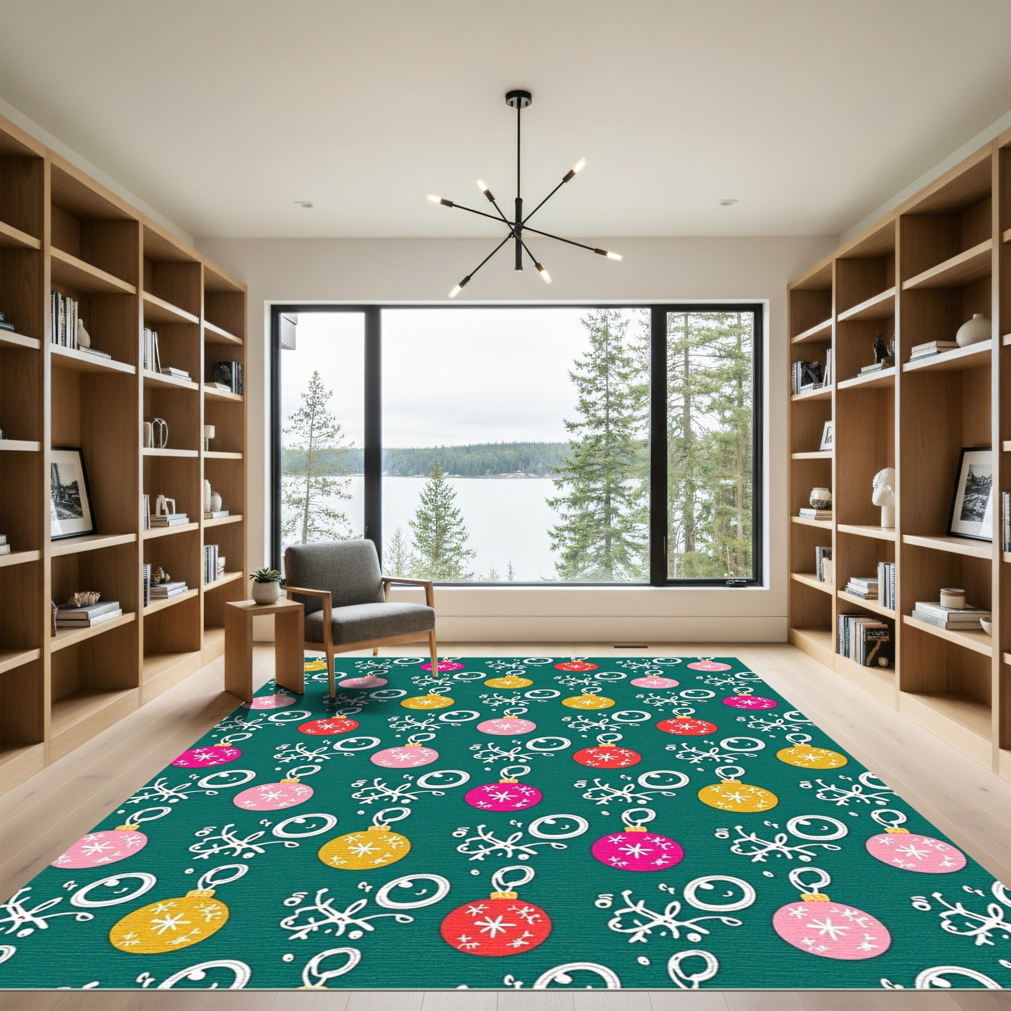 Whimsical Christmas Ornaments Festive Repeat Rug