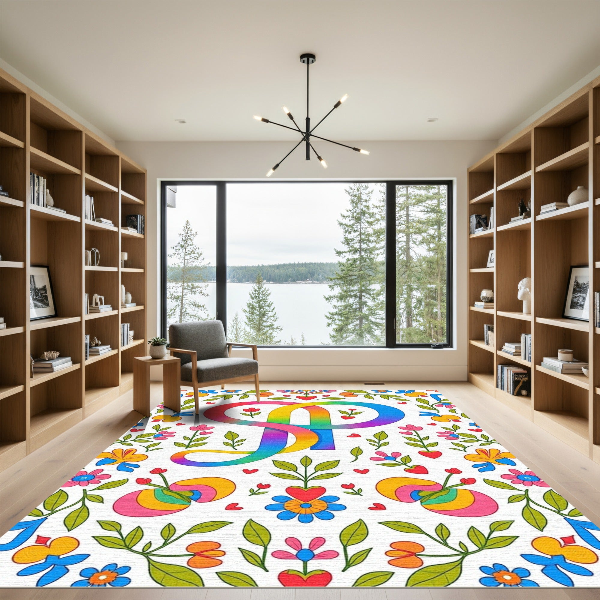 Groovy Rainbow Abstract Heart Garden Rug